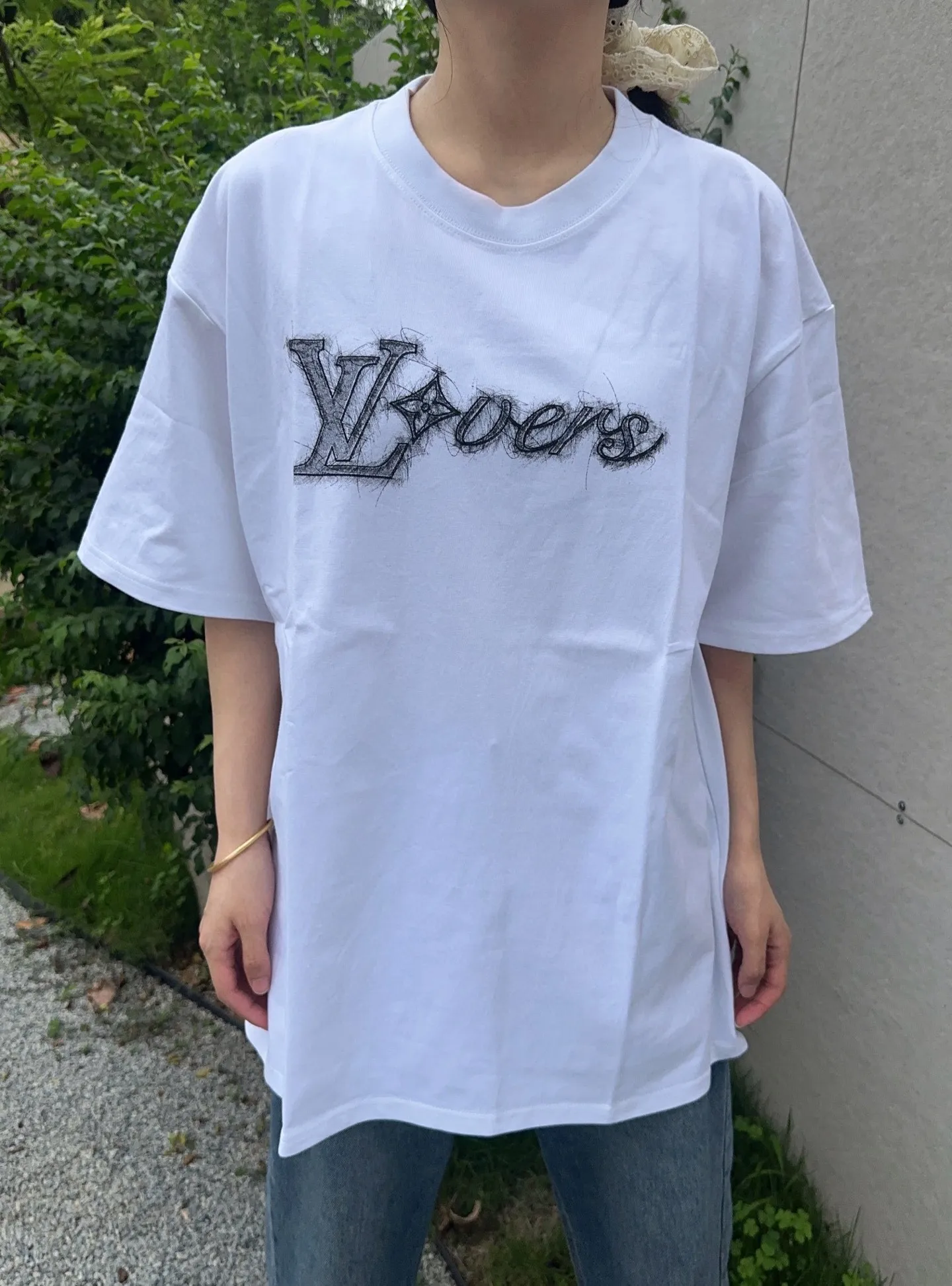 Louis Vuitton/Louis Vuitton 24ss sketch letter printed short sleeves